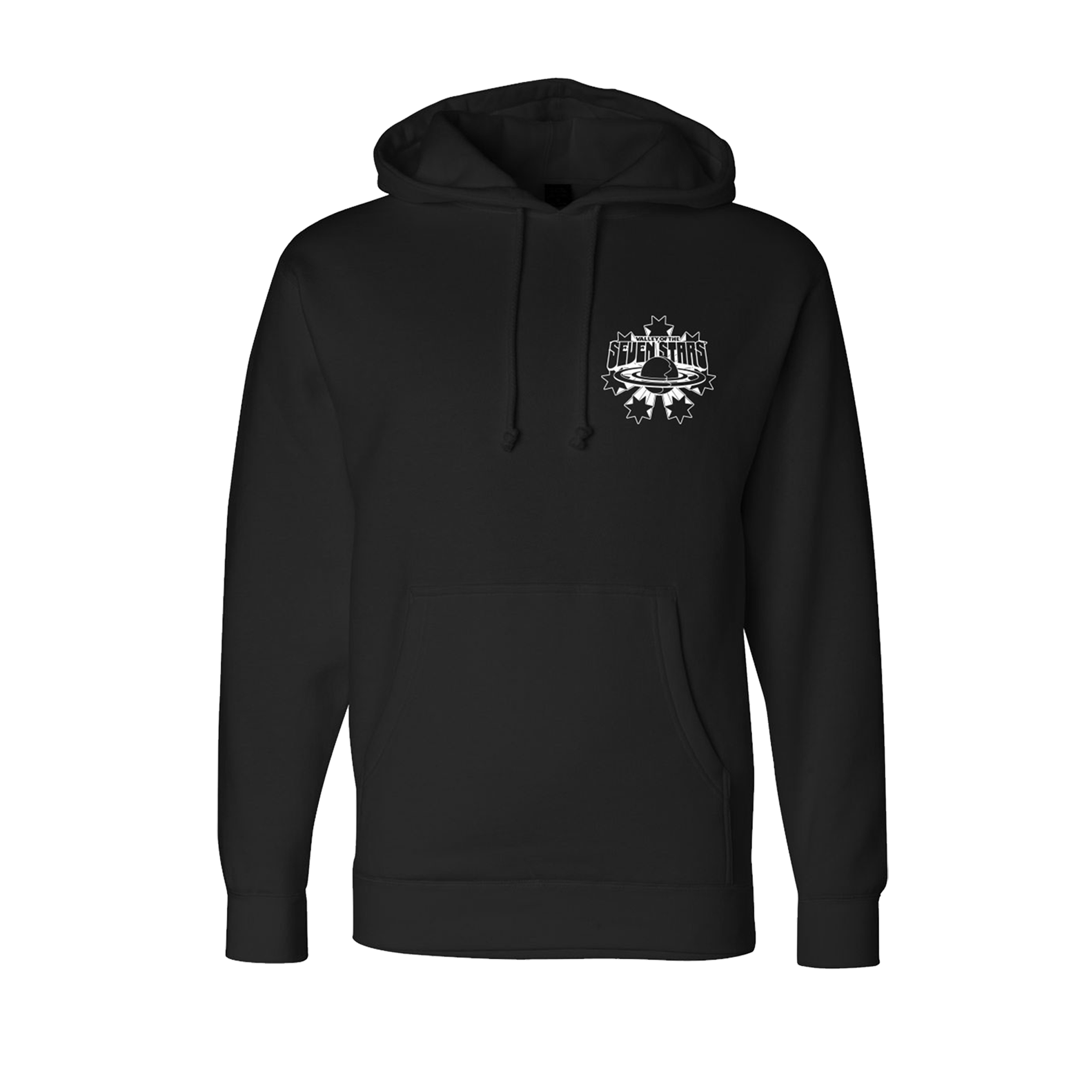 7S Starburst White Logo Pullover Hoodie in Black