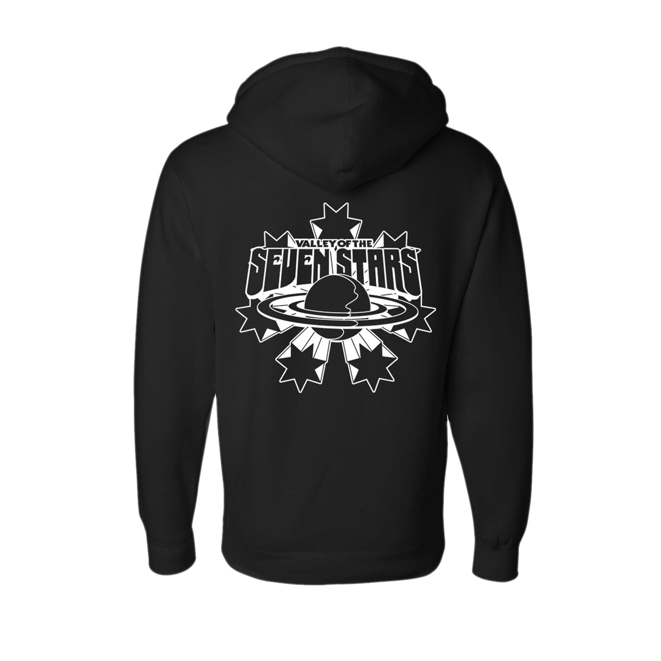 7S Starburst White Logo Pullover Hoodie in Black