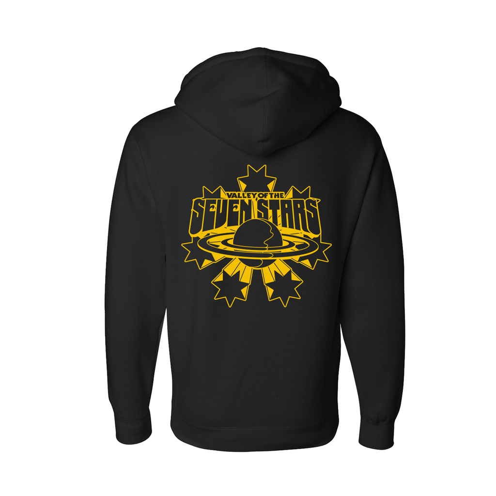 7S Starburst Yellow Logo Pullover Hoodie in Black