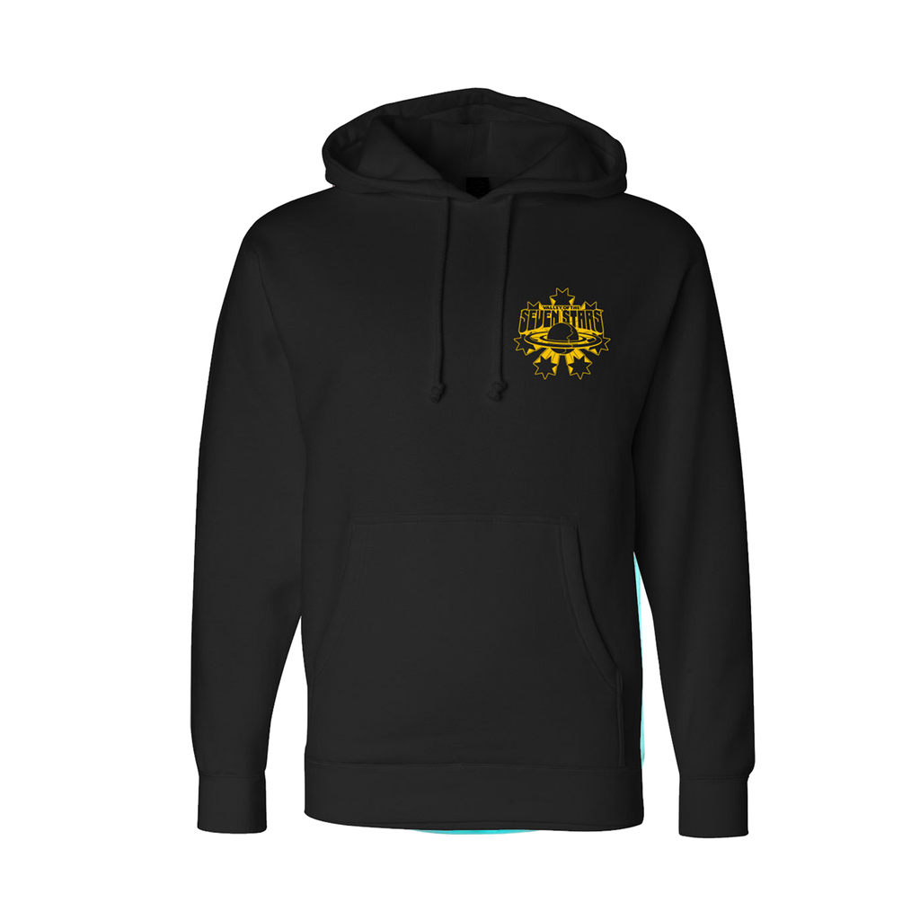 7S Starburst Yellow Logo Pullover Hoodie in Black