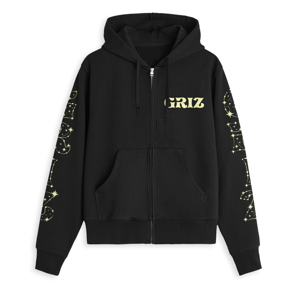 GRiZ - CONSTELLATIONS ZIP HOODIE IN BLACK