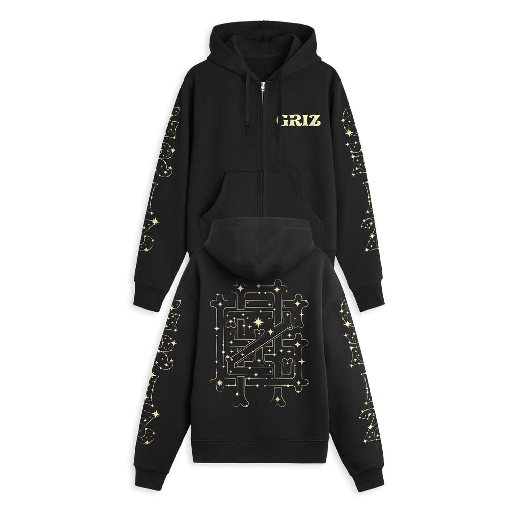 GRiZ - CONSTELLATIONS ZIP HOODIE IN BLACK