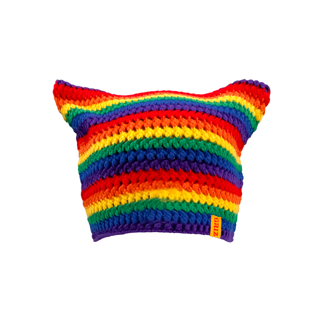 GRiZ - CROCHETED KITTY BEANIE IN RAINBOW DANCE
