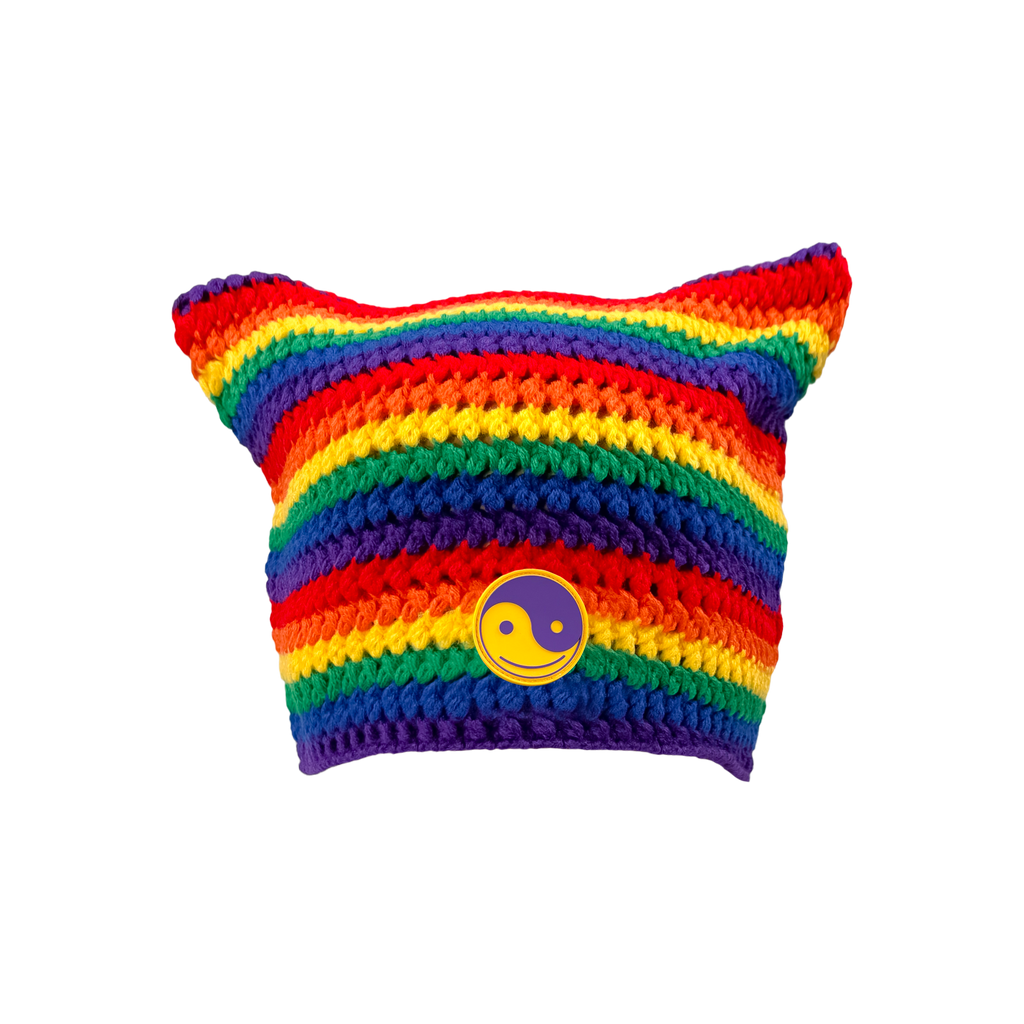 GRiZ - CROCHETED KITTY BEANIE IN RAINBOW DANCE