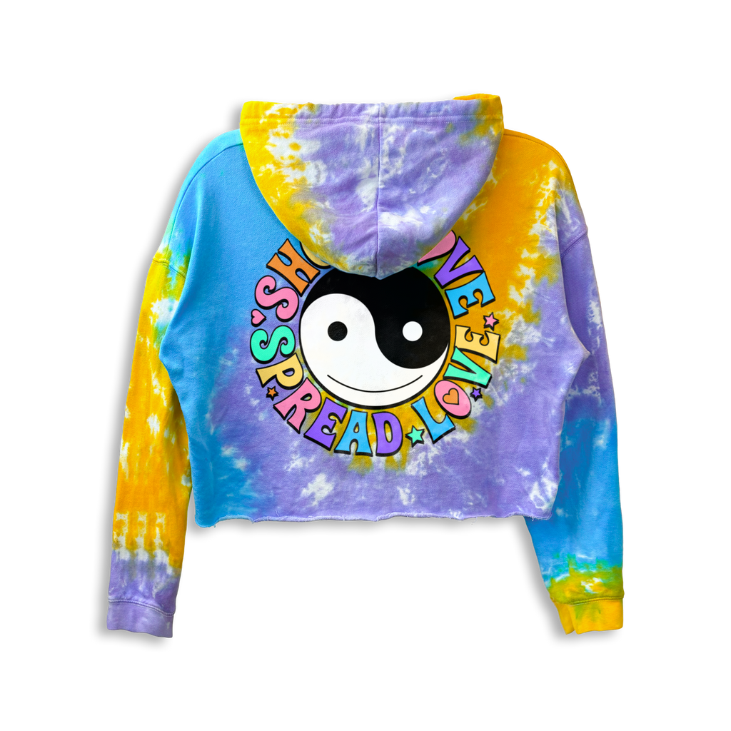 GRiZ - RAINBOW MACHINE CROP HOODIE IN OCEAN TOUCH TIE DYE