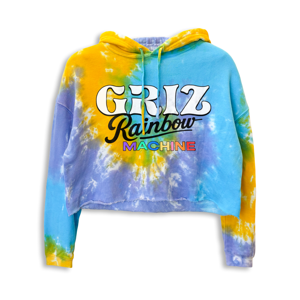 GRiZ - RAINBOW MACHINE CROP HOODIE IN OCEAN TOUCH TIE DYE