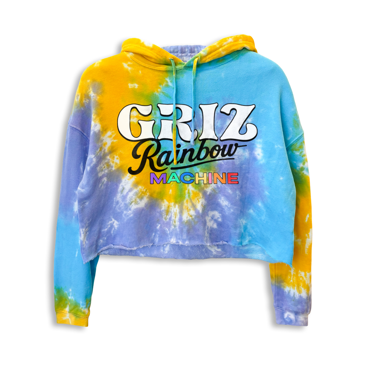 GRiZ - RAINBOW MACHINE CROP HOODIE IN OCEAN TOUCH TIE DYE
