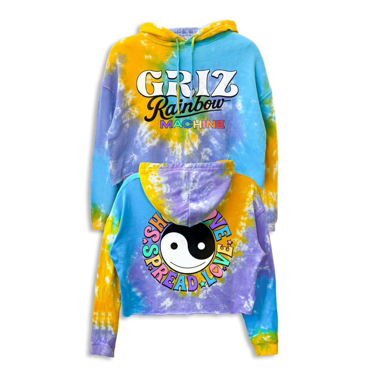 GRiZ - RAINBOW MACHINE CROP HOODIE IN OCEAN TOUCH TIE DYE