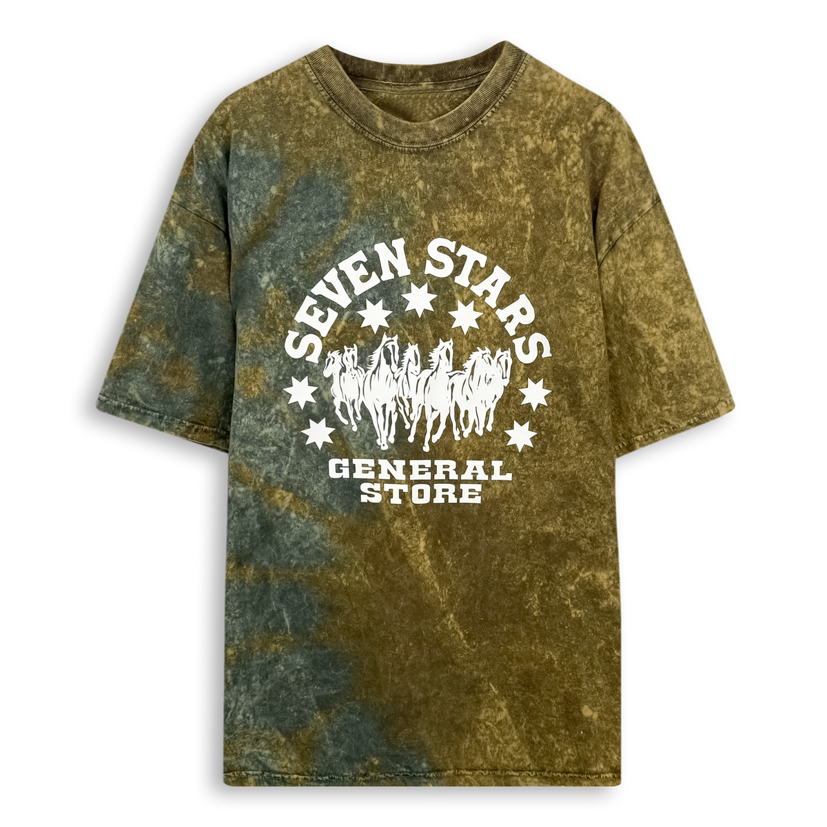 7S GENERAL STORE - CIRCLE LOGO TEE IN MINERAL WAVE DYE