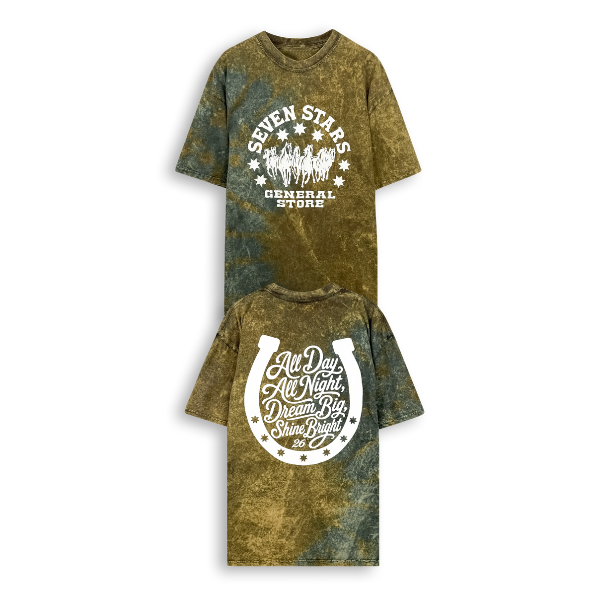 7S GENERAL STORE - CIRCLE LOGO TEE IN MINERAL WAVE DYE