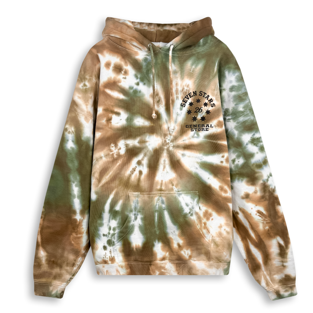 7S GENERAL STORE - CIRCLE LOGO HOODIE IN HAYSTORM TIE DYE