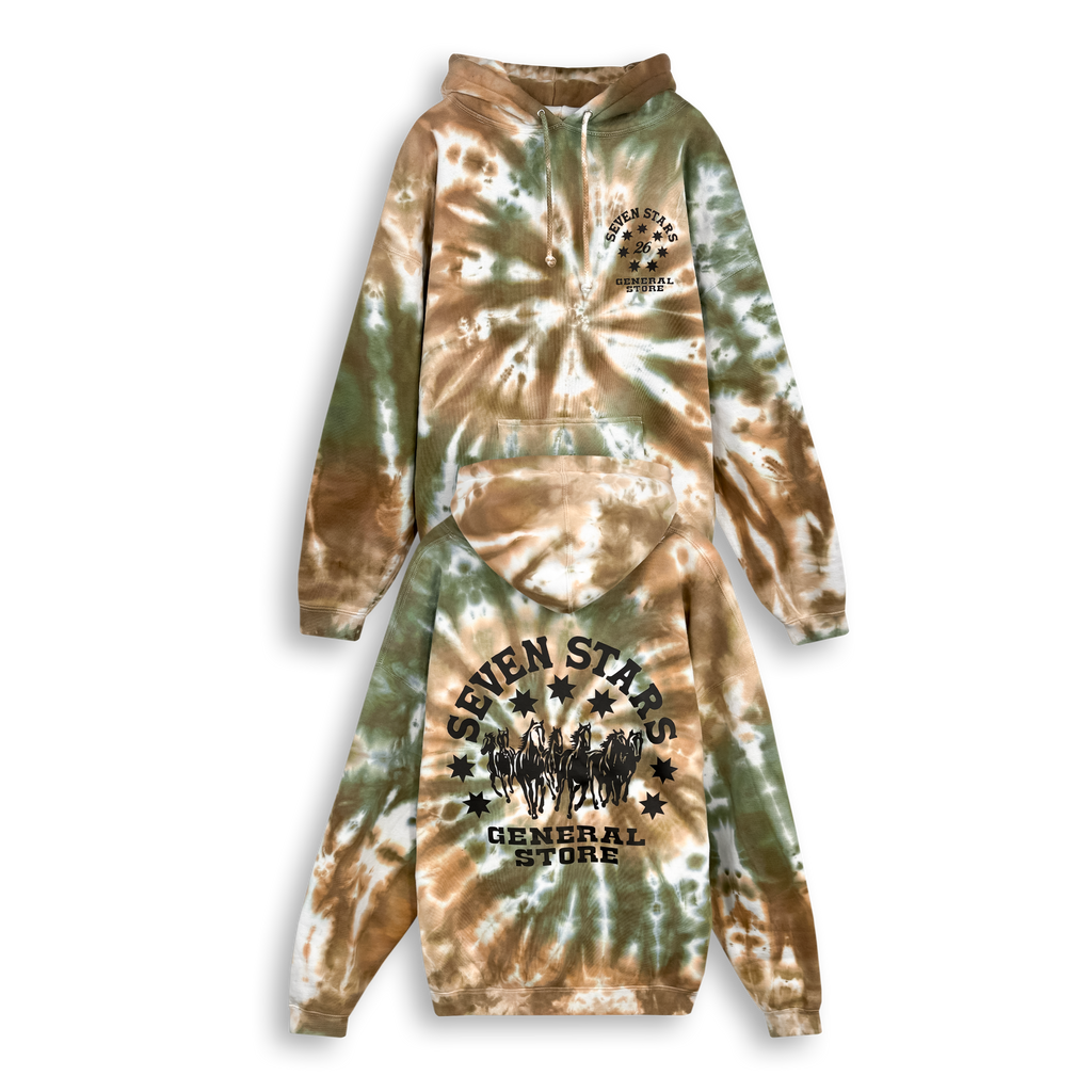 7S GENERAL STORE - CIRCLE LOGO HOODIE IN HAYSTORM TIE DYE