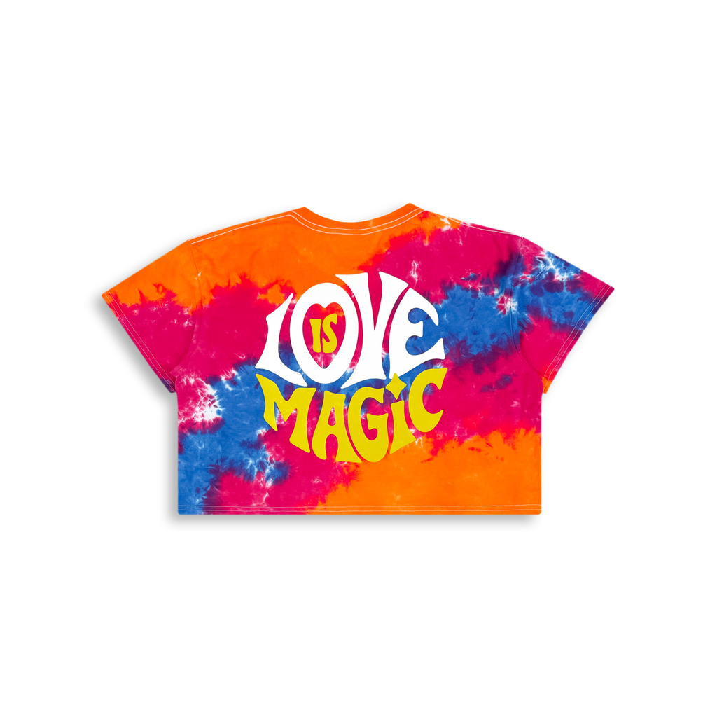 GRiZ - LOVE IS MAGIC CROP TEE IN RAINBOW STARDUST DYE