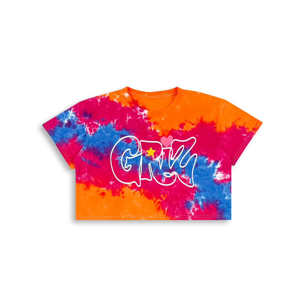GRiZ - LOVE IS MAGIC CROP TEE IN RAINBOW STARDUST DYE