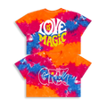 GRiZ - LOVE IS MAGIC CROP TEE IN RAINBOW STARDUST DYE