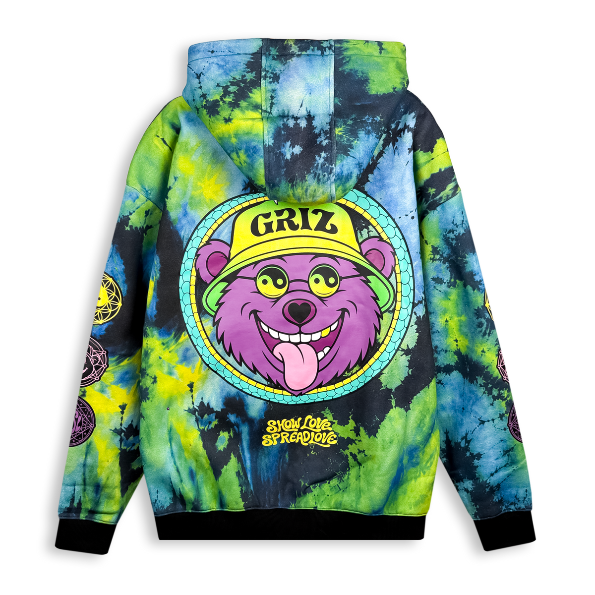 GRiZ - OURO-BEAROS PULLOVER HOODIE IN ACID SPLASH GREEN DYE