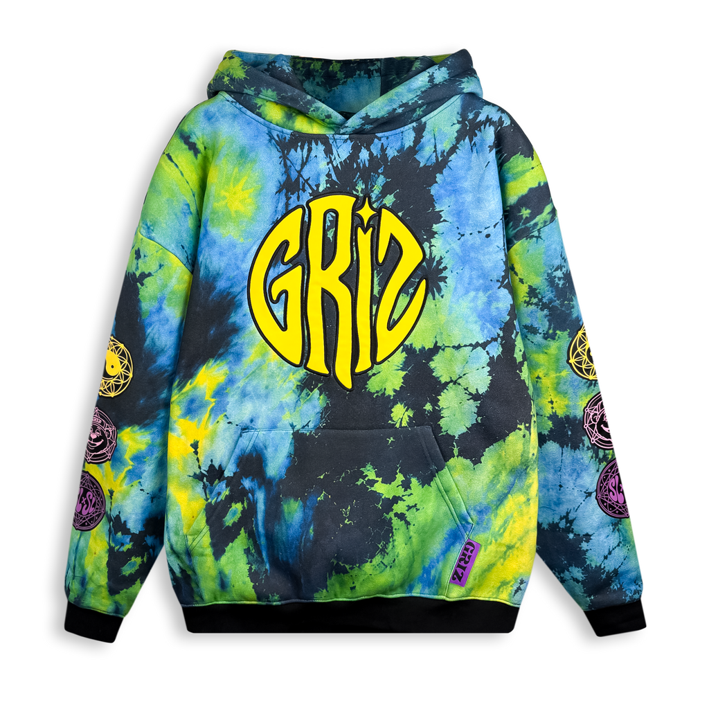 GRiZ - OURO-BEAROS PULLOVER HOODIE IN ACID SPLASH GREEN DYE