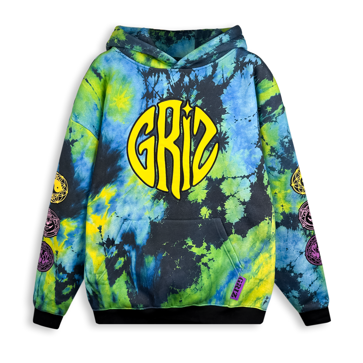 GRiZ - OURO-BEAROS PULLOVER HOODIE IN ACID SPLASH GREEN DYE