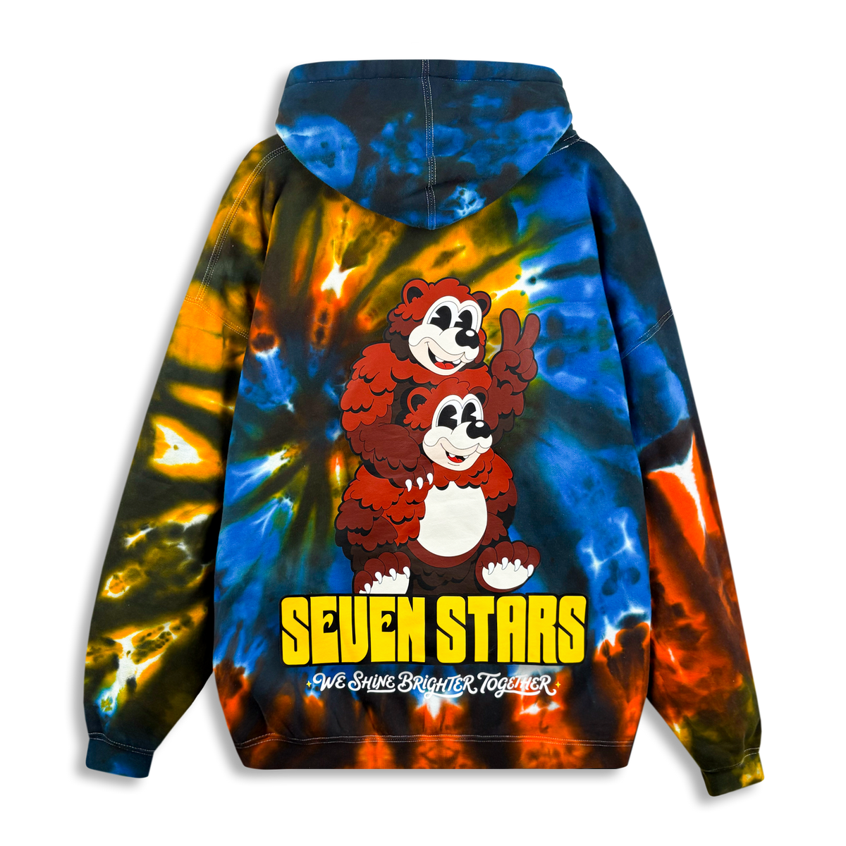 SEVEN STARS - PIGGY BACK BEARS PULLOVER HOODIE IN SOLSTICE SWIRL DYE