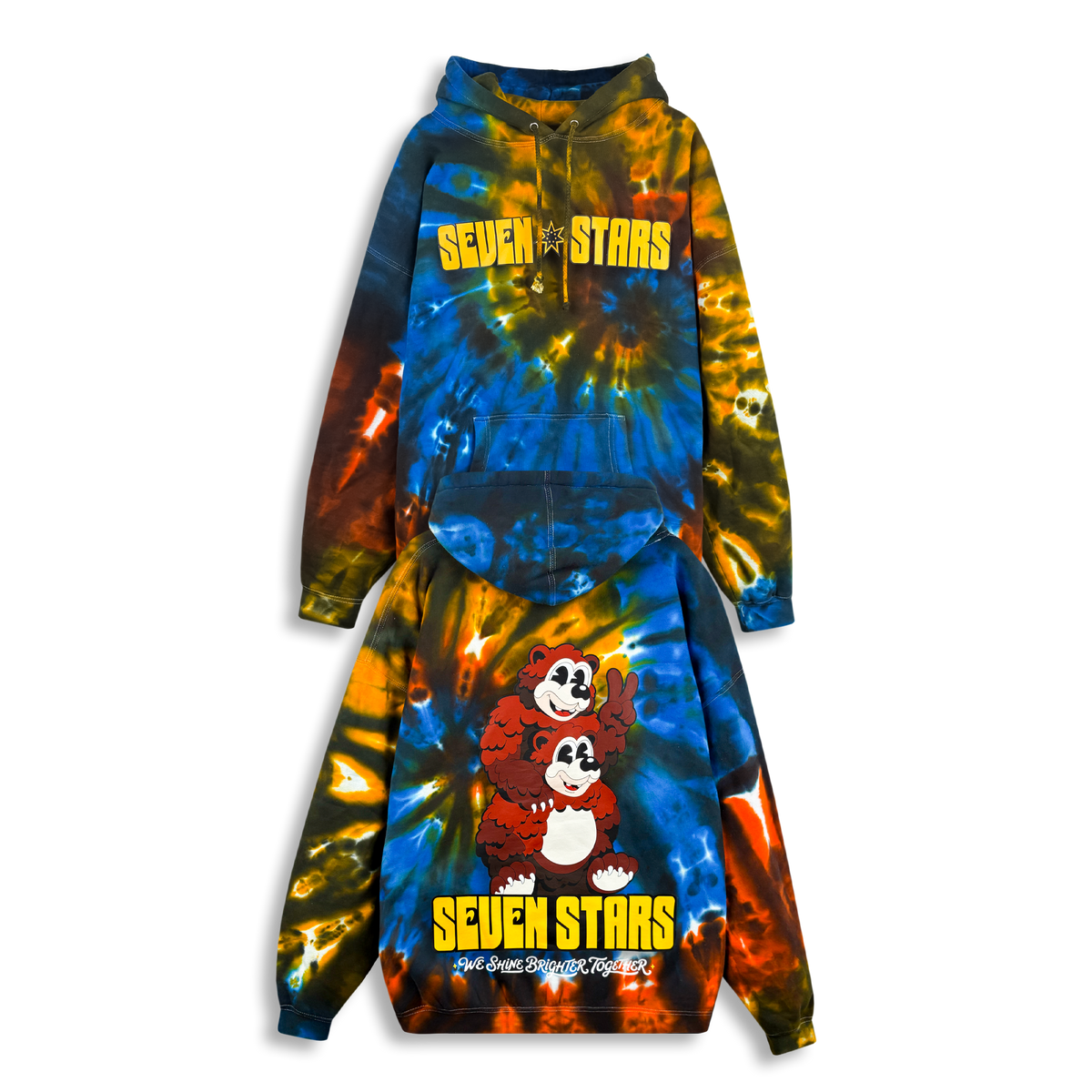 SEVEN STARS - PIGGY BACK BEARS PULLOVER HOODIE IN SOLSTICE SWIRL DYE