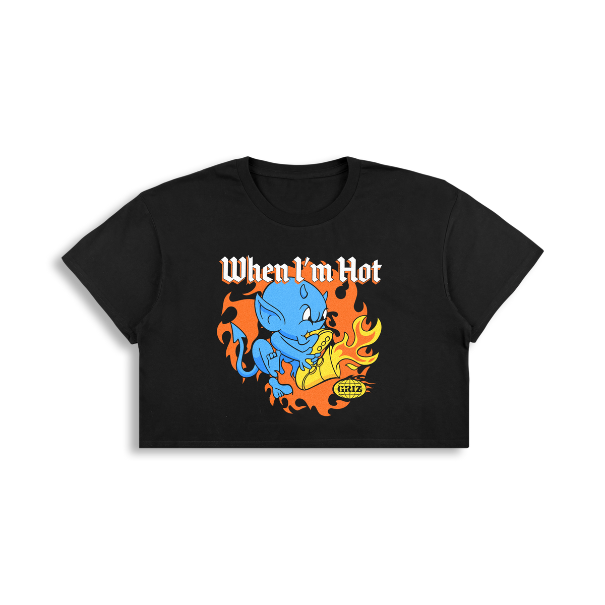 GRiZ - WHEN I'M HOT, DEVIL CROP TEE IN BLACK