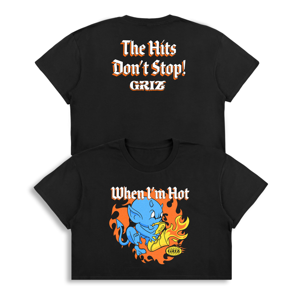 GRiZ - WHEN I'M HOT, DEVIL CROP TEE IN BLACK