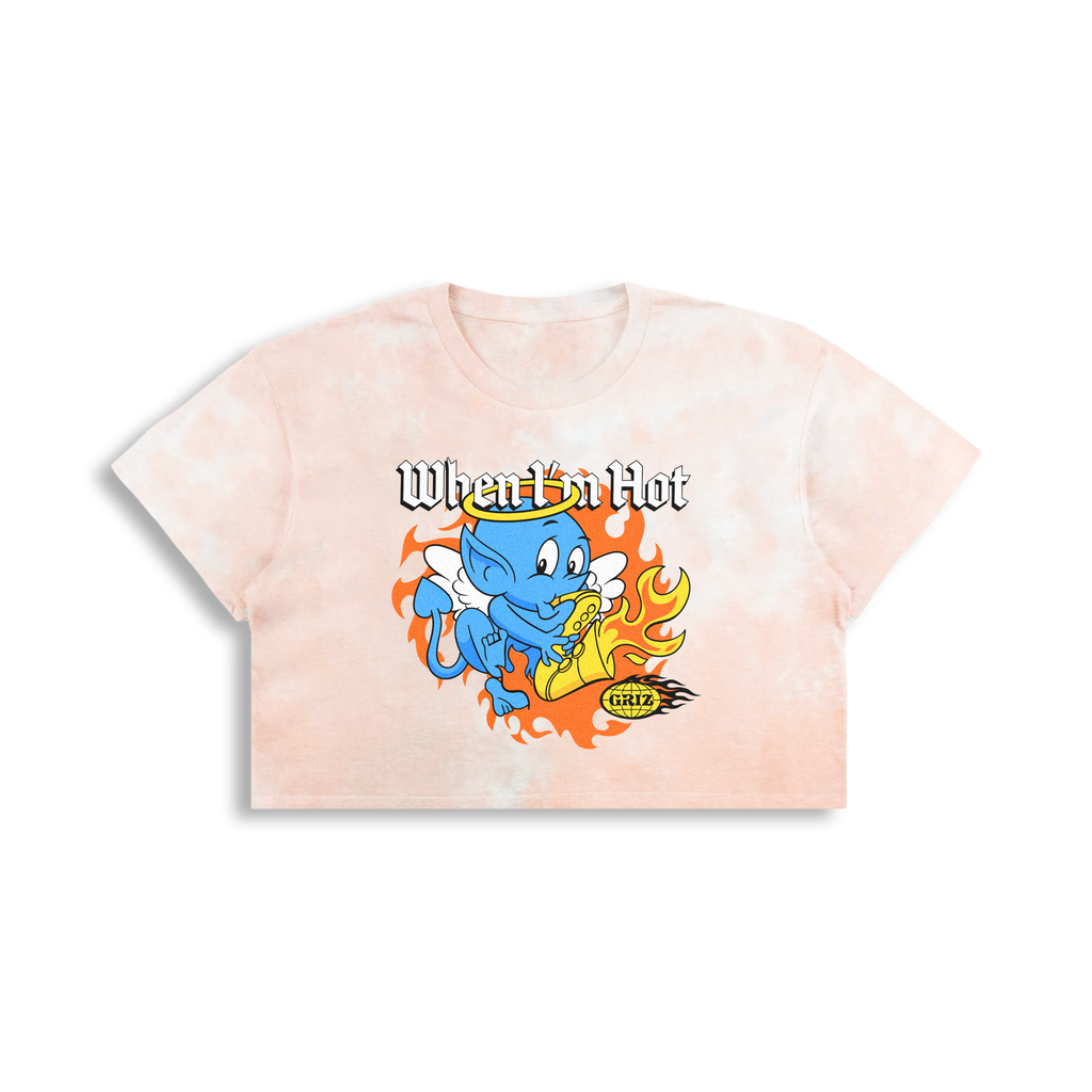 GRiZ - WHEN I'M HOT, ANGEL CROP TEE IN BURNOUT DYE