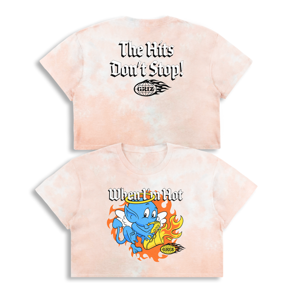 GRiZ - WHEN I'M HOT, ANGEL CROP TEE IN BURNOUT DYE